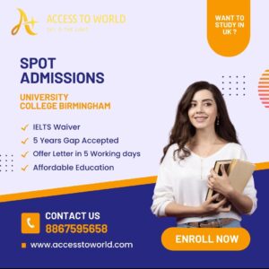 Spot admission in UK at university and college Birmingham